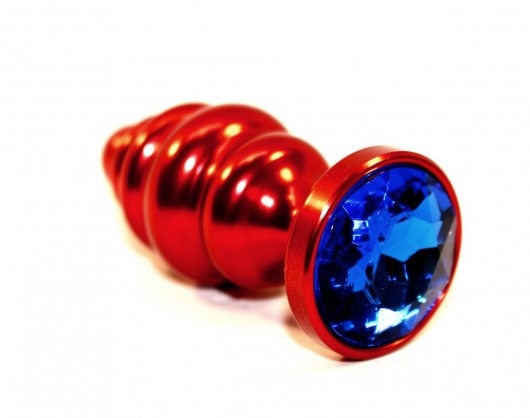 Красная фигурная пробка с синим стразом - 7,3 см. - 4sexdreaM - купить с доставкой в Ростове-на-Дону