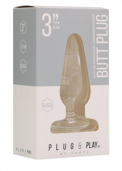 Прозрачная анальная пробка Butt Plug Basic 3 Inch - 7,6 см. - Shots Media BV