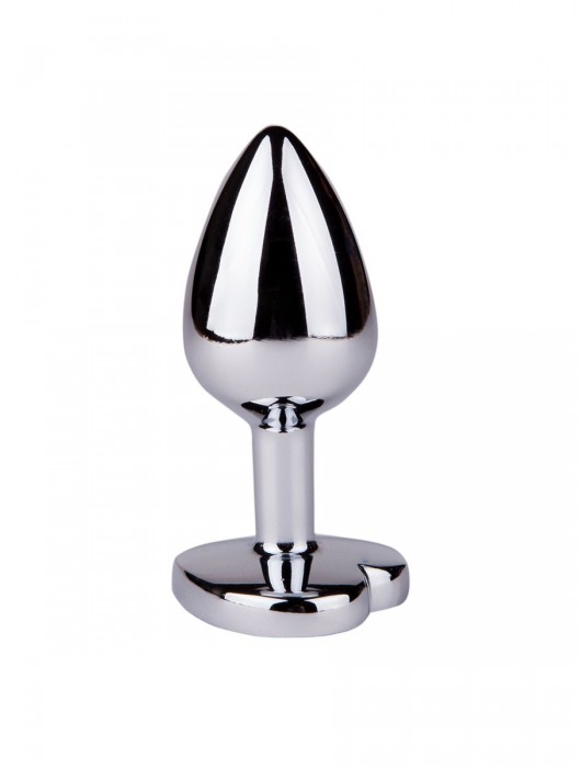 Серебристая анальная втулка с розовым кристаллом-сердцем - 7 см. - Джага-Джага - купить с доставкой в Ростове-на-Дону