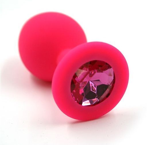 Розовая анальная втулка с малиновым кристаллом - 7,3 см. - Джага-Джага - купить с доставкой в Ростове-на-Дону