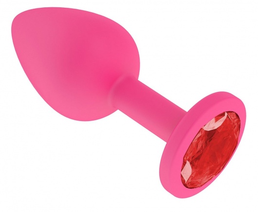 Розовая силиконовая анальная втулка с красным кристаллом - 7,3 см. - Джага-Джага - купить с доставкой в Ростове-на-Дону