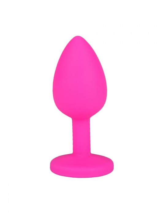 Розовая силиконовая анальная втулка с красным кристаллом - 7,3 см. - Джага-Джага - купить с доставкой в Ростове-на-Дону