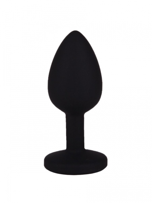 Чёрная анальная втулка с синим кристаллом - 7,3 см. - Джага-Джага - купить с доставкой в Ростове-на-Дону