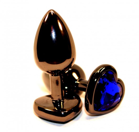 Чёрная анальная пробка с синим стразом-сердцем - 8 см. - 4sexdreaM - купить с доставкой в Ростове-на-Дону