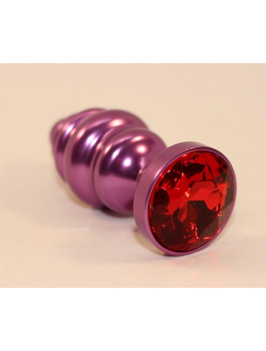 Фиолетовая фигурная пробка с красным кристаллом - 7,3 см. - 4sexdreaM - купить с доставкой в Ростове-на-Дону