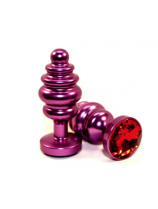 Фиолетовая фигурная пробка с красным кристаллом - 7,3 см. - 4sexdreaM - купить с доставкой в Ростове-на-Дону