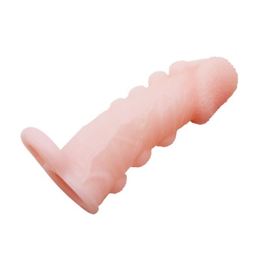 Телесная насадка с подхватом мошонки и наростами - 14 см. - Baile - в Ростове-на-Дону купить с доставкой
