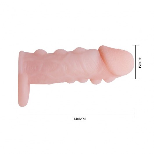 Телесная насадка с подхватом мошонки и наростами - 14 см. - Baile - в Ростове-на-Дону купить с доставкой