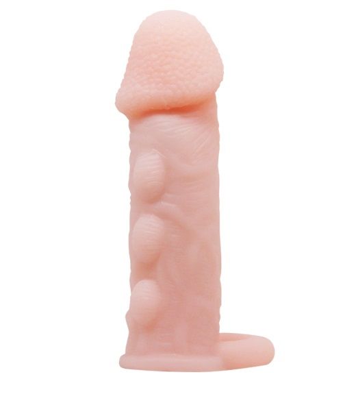 Телесная насадка с подхватом мошонки и наростами - 14 см. - Baile - в Ростове-на-Дону купить с доставкой