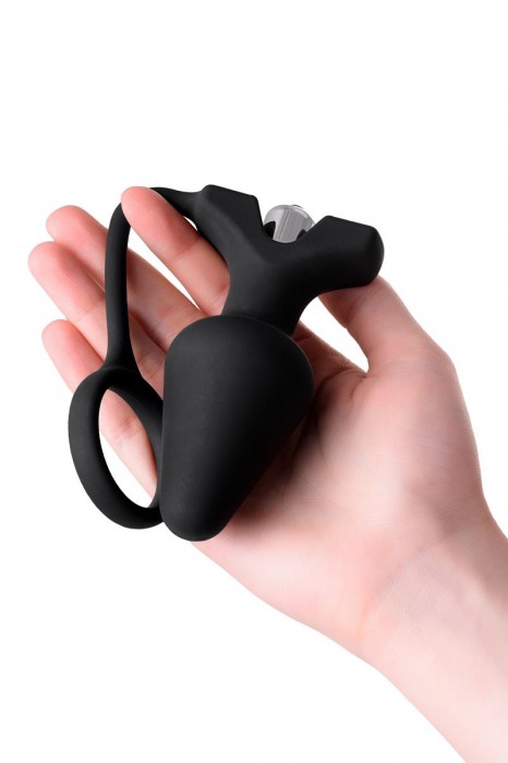 Чёрное эрекционное кольцо с анальной вибропробкой - Erotist Adult Toys - в Ростове-на-Дону купить с доставкой