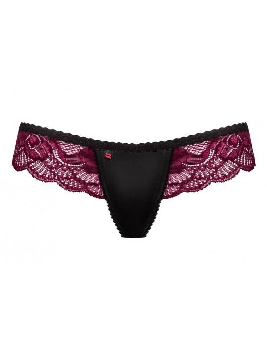 Красивые трусики-стринги с цветочным кружевом цвета малины - Obsessive купить с доставкой