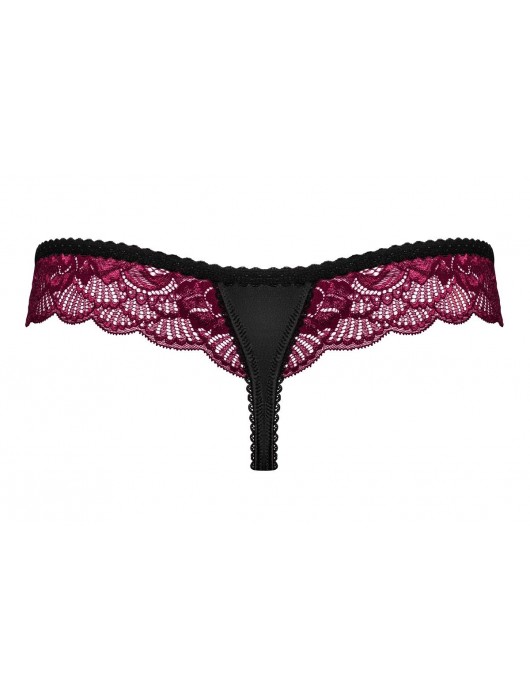 Красивые трусики-стринги с цветочным кружевом цвета малины - Obsessive купить с доставкой