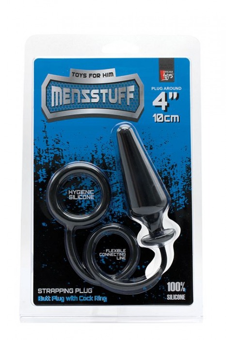 Чёрное эрекционное кольцо с анальной пробкой MENZSTUFF 4INCH SINGLE RING ANAL PLUG - Dream Toys - в Ростове-на-Дону купить с доставкой