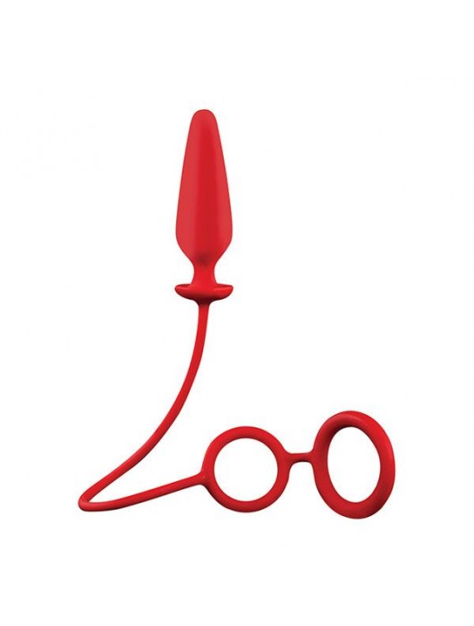 Красное эрекционное кольцо с подхватом и анальным стимулятором MENZSTUFF 3.5INCH DOUBLE RING ANAL PLUG - Dream Toys - в Ростове-на-Дону купить с доставкой