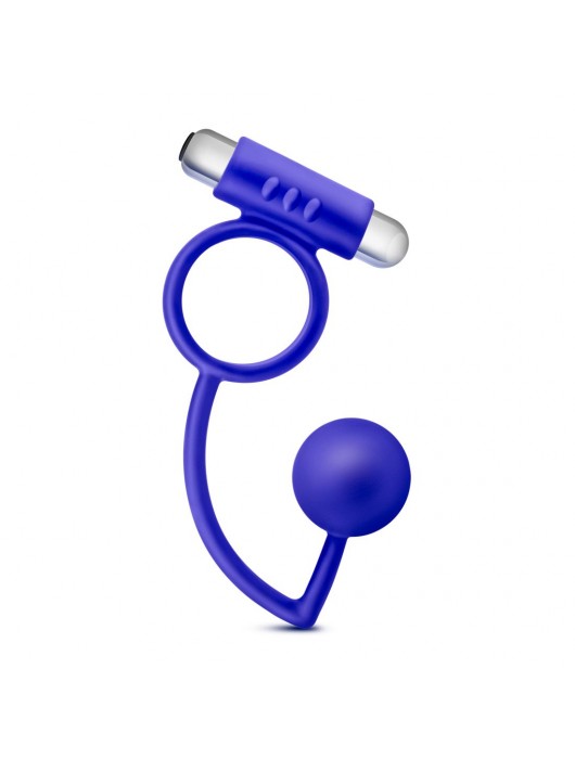 Синее эрекционное кольцо Penetrator Anal Ball with Vibrating Cock Ring - Blush Novelties - в Ростове-на-Дону купить с доставкой