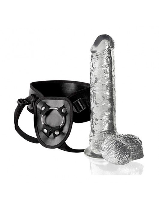 Прозрачный фаллоимитатор с креплением на поясе кольцом INVISIBLE HUNTER 7INCH DONG AND HARNESS - 17,8 см. - NMC - купить с доставкой в Ростове-на-Дону