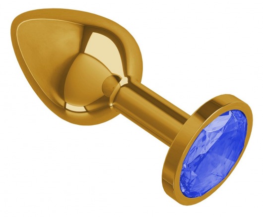 Золотистая анальная втулка с синим кристаллом - 7 см. - Джага-Джага - купить с доставкой в Ростове-на-Дону