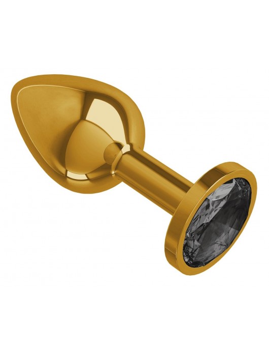 Золотистая анальная втулка с чёрным кристаллом - 7 см. - Джага-Джага - купить с доставкой в Ростове-на-Дону