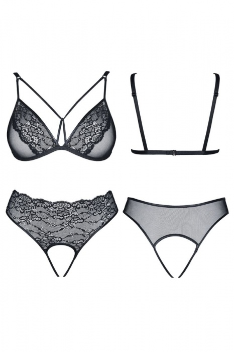 Роскошный комплект Pola: бра с контурными лентами и трусики с доступом - Demoniq купить с доставкой