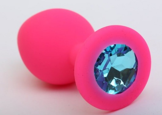 Розовая анальная втулка с голубым кристаллом - 7,3 см. - Джага-Джага - купить с доставкой в Ростове-на-Дону