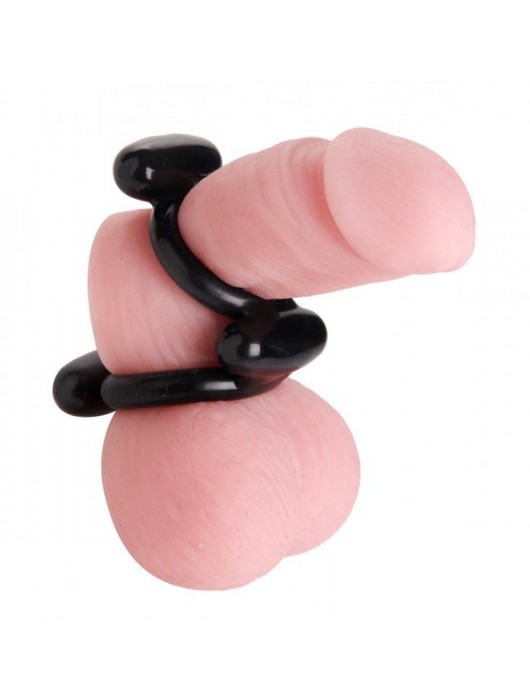 Двойное эрекционное кольцо Dual Stretch To Fit Cock and Ball Ring - XR Brands - в Ростове-на-Дону купить с доставкой