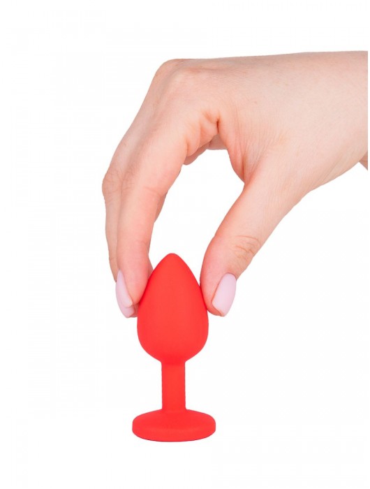Красная анальная втулка с красным кристаллом - 7,3 см. - Джага-Джага - купить с доставкой в Ростове-на-Дону