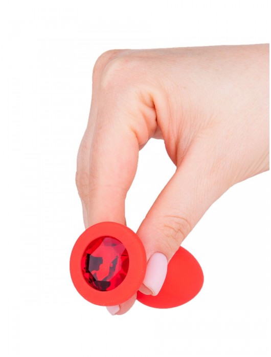 Красная анальная втулка с красным кристаллом - 7,3 см. - Джага-Джага - купить с доставкой в Ростове-на-Дону
