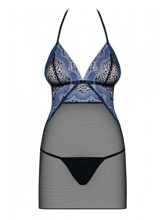 Облегающая сорочка с контрастным узором в виде волн - Obsessive купить с доставкой