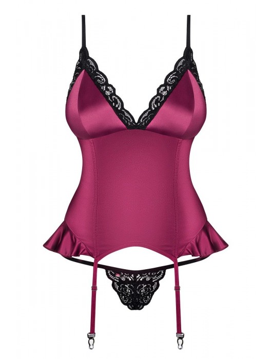Малиновый корсаж с оборками по бокам - Obsessive купить с доставкой