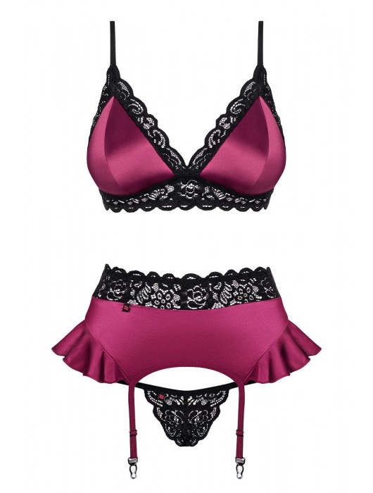 Яркий комплект из 3 предметов с отделкой кружевом - Obsessive купить с доставкой