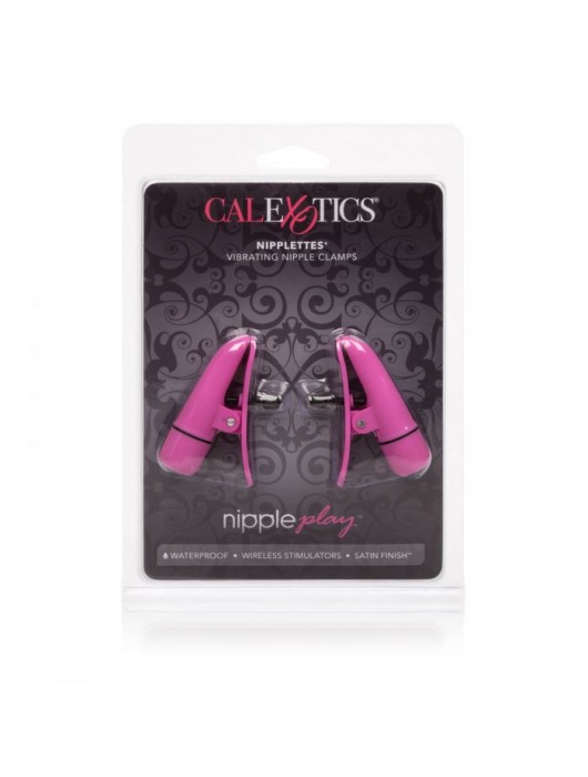 Розовые зажимы на соски с вибрацией Nipple Play Nipplettes - California Exotic Novelties - купить с доставкой в Ростове-на-Дону