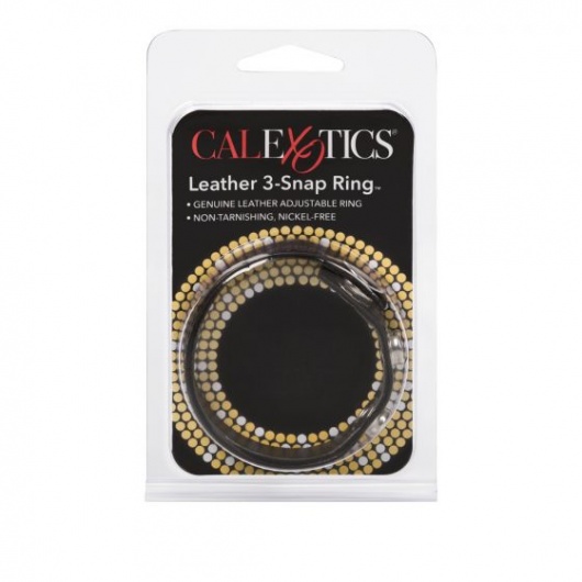 Черная кожаная утяжка для пениса Leather 3-Snap Ring - California Exotic Novelties - в Ростове-на-Дону купить с доставкой
