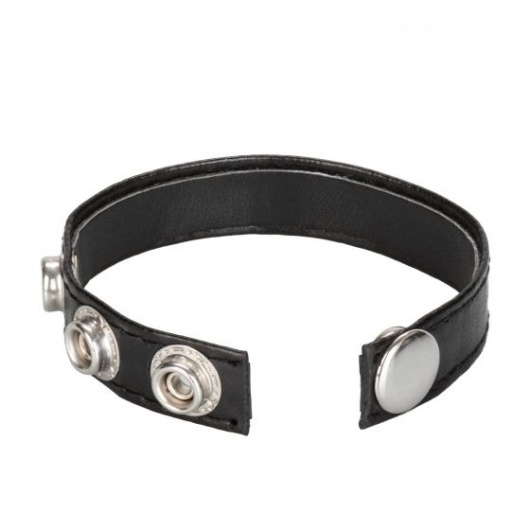 Черная кожаная утяжка для пениса Leather 3-Snap Ring - California Exotic Novelties - в Ростове-на-Дону купить с доставкой