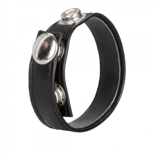Черная кожаная утяжка для пениса Leather 3-Snap Ring - California Exotic Novelties - в Ростове-на-Дону купить с доставкой
