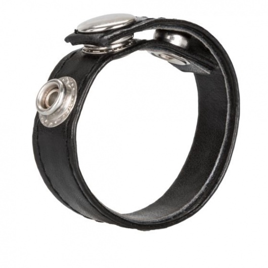 Черная кожаная утяжка для пениса Leather 3-Snap Ring - California Exotic Novelties - в Ростове-на-Дону купить с доставкой