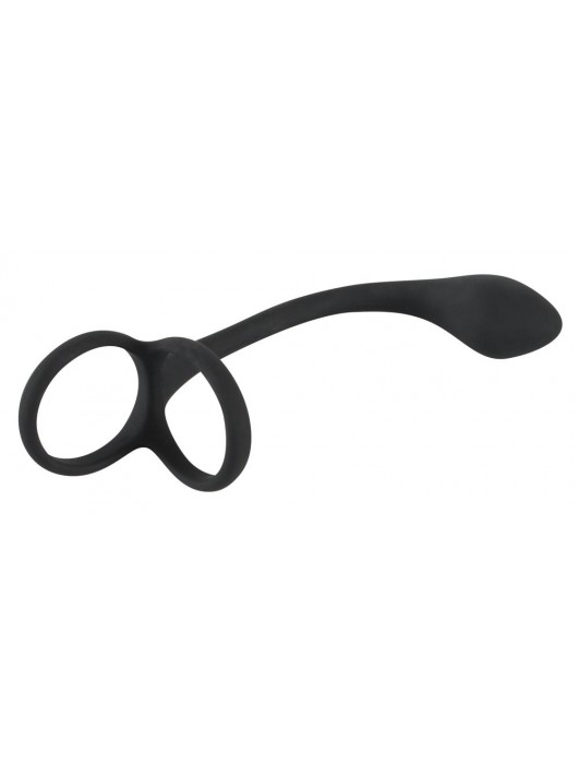 Эрекционное кольцо с утяжкой на мошонку и анальным плаг Black Velvets - Orion - в Ростове-на-Дону купить с доставкой