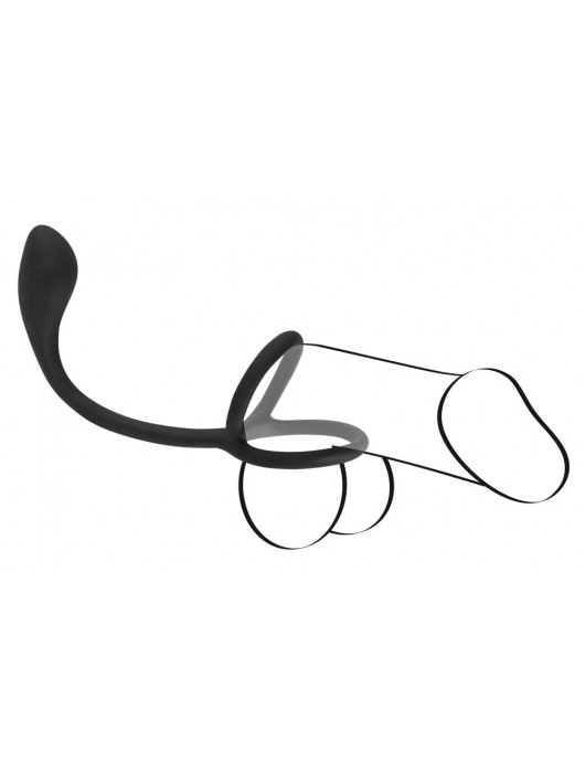 Эрекционное кольцо с утяжкой на мошонку и анальным плаг Black Velvets - Orion - в Ростове-на-Дону купить с доставкой