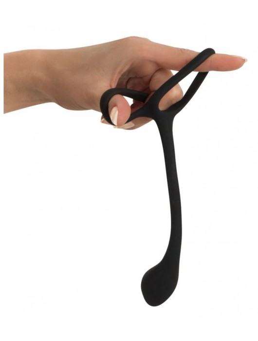 Эрекционное кольцо с утяжкой на мошонку и анальным плаг Black Velvets - Orion - в Ростове-на-Дону купить с доставкой