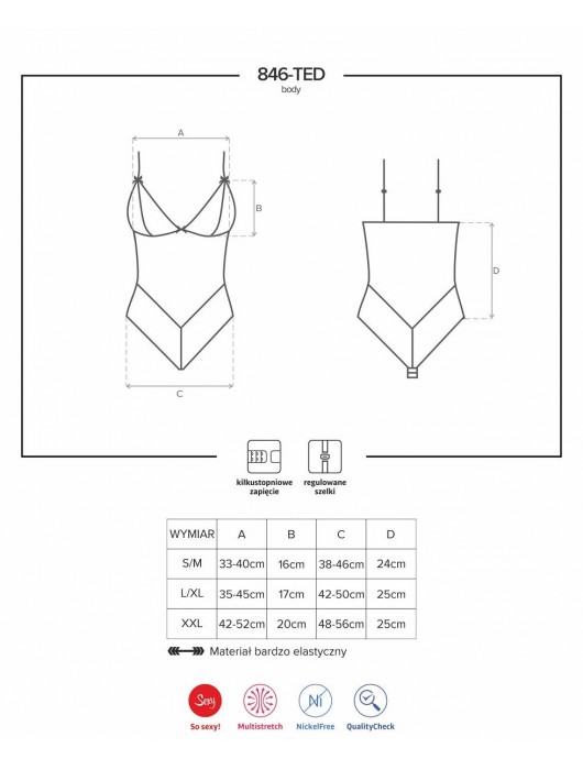 Элегантное боди из стрейч-атласного материала - Obsessive купить с доставкой