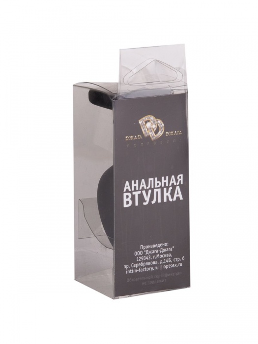 Чёрная анальная втулка с прозрачным кристаллом - 7,3 см. - Джага-Джага - купить с доставкой в Ростове-на-Дону