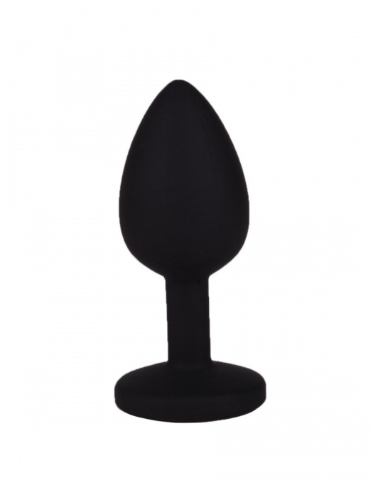 Чёрная анальная втулка с прозрачным кристаллом - 7,3 см. - Джага-Джага - купить с доставкой в Ростове-на-Дону