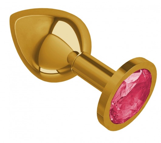 Золотистая средняя пробка с малиновым кристаллом - 8,5 см. - Джага-Джага - купить с доставкой в Ростове-на-Дону