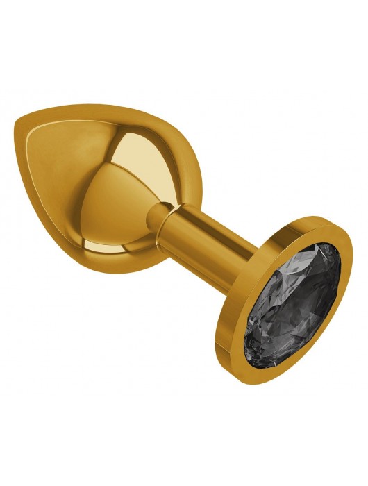 Золотистая средняя пробка с чёрным кристаллом - 8,5 см. - Джага-Джага - купить с доставкой в Ростове-на-Дону