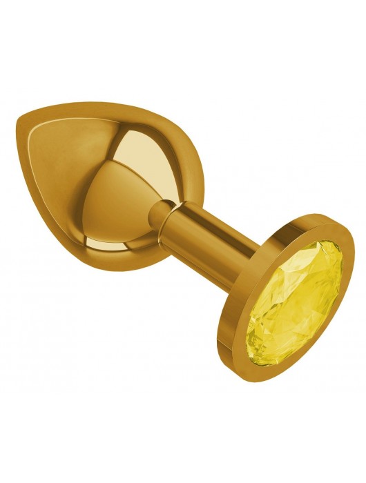 Золотистая средняя пробка с желтым кристаллом - 8,5 см. - Джага-Джага - купить с доставкой в Ростове-на-Дону