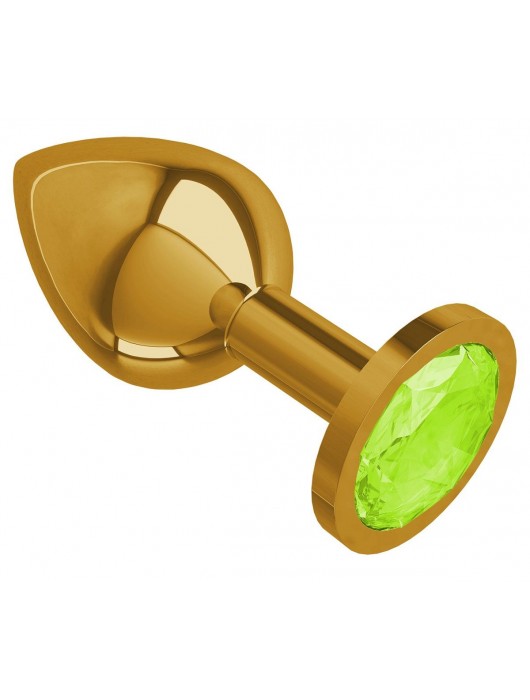 Золотистая средняя пробка с лаймовым кристаллом - 8,5 см. - Джага-Джага - купить с доставкой в Ростове-на-Дону