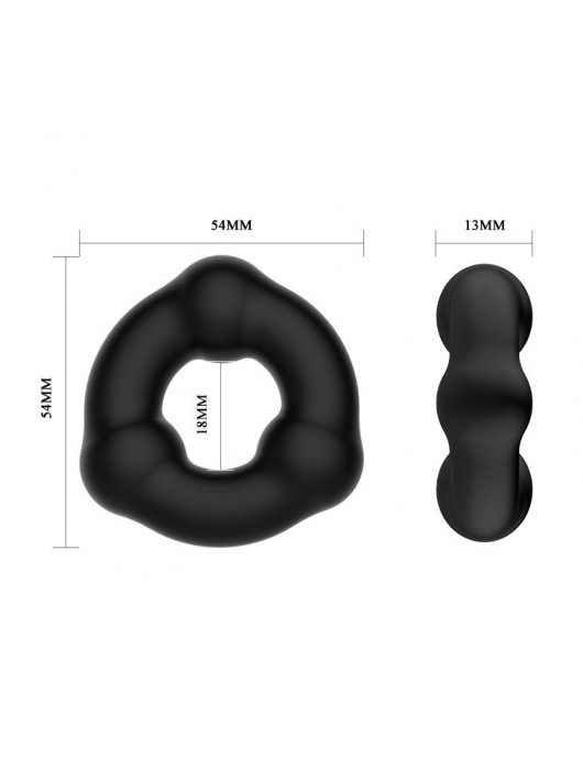 Черное эрекционное кольцо с 3 шариками - Baile - в Ростове-на-Дону купить с доставкой