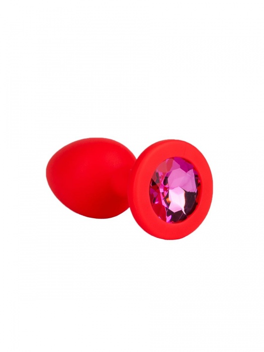 Красная анальная втулка с малиновым кристаллом - 7,3 см. - Джага-Джага - купить с доставкой в Ростове-на-Дону