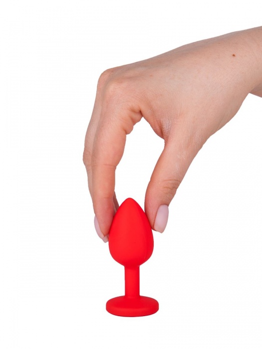 Красная анальная втулка с малиновым кристаллом - 7,3 см. - Джага-Джага - купить с доставкой в Ростове-на-Дону