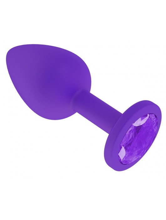Фиолетовая силиконовая пробка с фиолетовым кристаллом - 7,3 см. - Джага-Джага - купить с доставкой в Ростове-на-Дону
