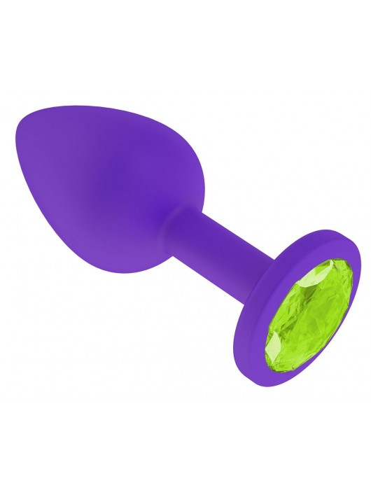 Фиолетовая силиконовая пробка с лаймовым кристаллом - 7,3 см. - Джага-Джага - купить с доставкой в Ростове-на-Дону